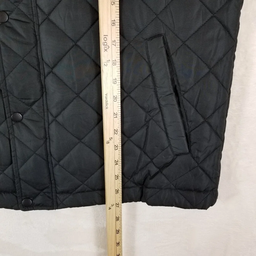 Cole‎ Haan Quilted Vest Mens XL Black Diamond Pattern Snap Front Mock Neck